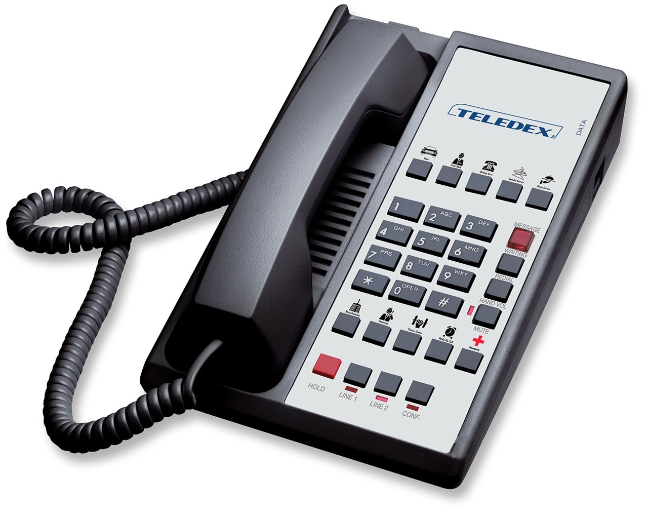 Teledex Diamond L2-10E 2 Line Guest Room Telephone Black DIA672591