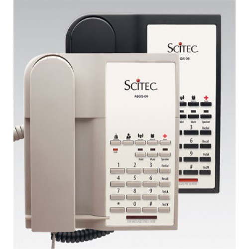 Scitec Aegis-5S-09 Single Line Speakerphone Hotel Phone 5 Button Black 98052